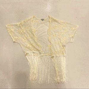Lace kimono with fringe size xs